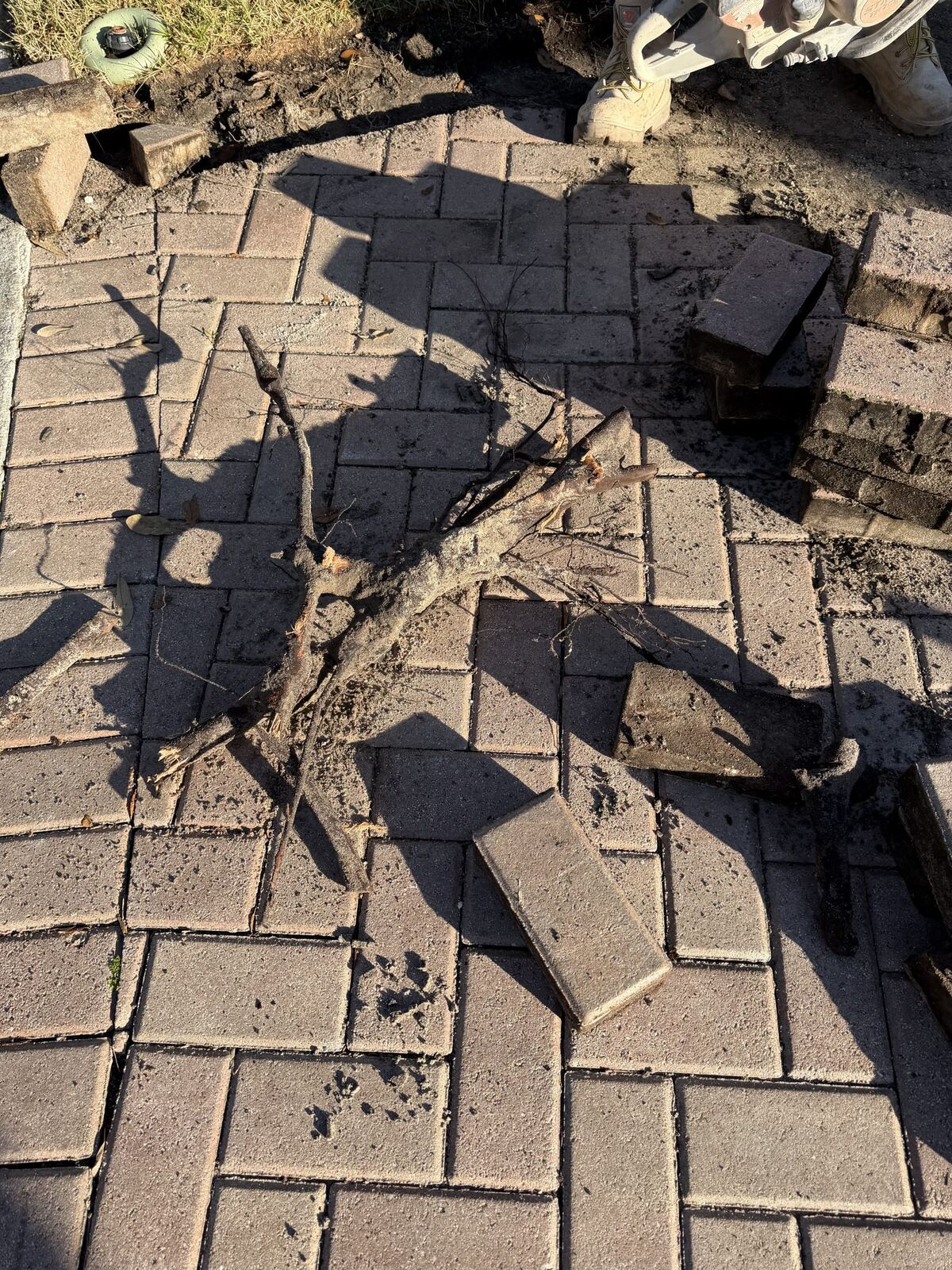 Paver repair for sunken and cracked driveway
